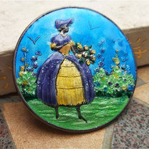Western antique jewelry UK 1921 925 sterling silver enamel craft lady brooch * 15g