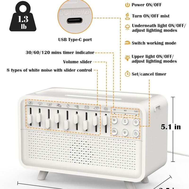 Sleep Sound System, Sleep-Aiding Ambient Light, Best-Selling White Noise Sleep Bluetooth Speaker, Music Freely Combinable