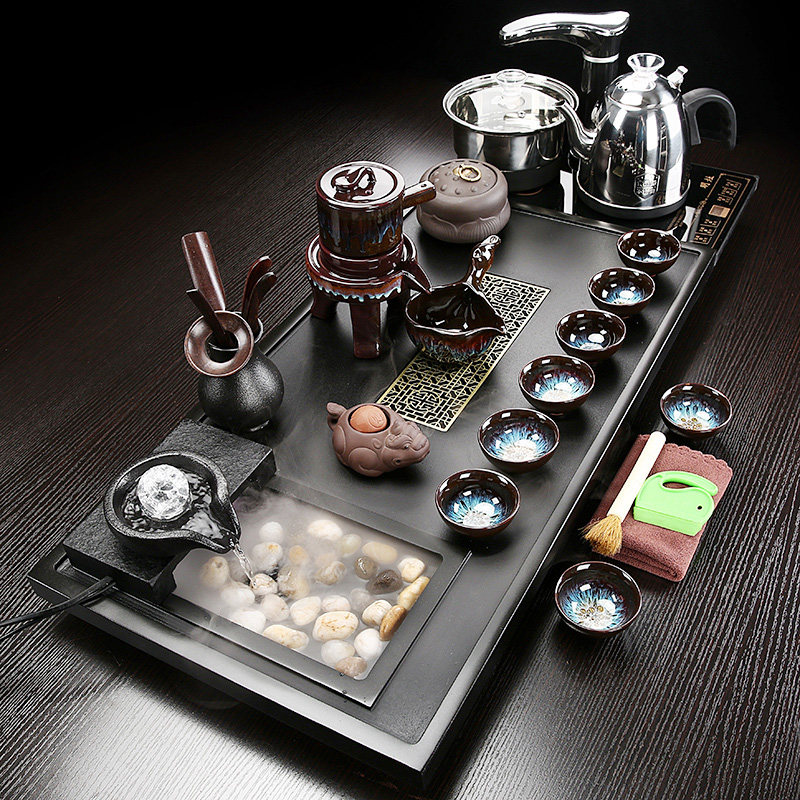 Ujinshi tea set household flowing water tea tray set modern simple ceramic purple sand atomized small tea table set