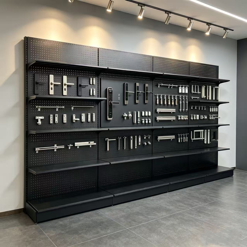 Thickened Luxury Export-Quality Perforated Backboard Hardware Tool Display Rack with Segmented Columns, Export Model, Customizable