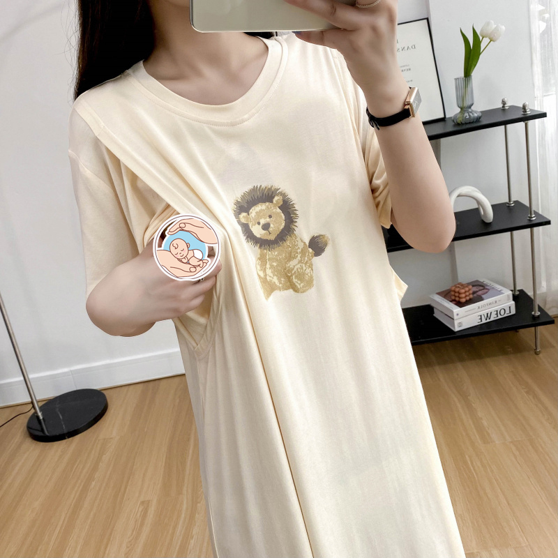 2024 Maternity Pajamas, Postpartum Nursing Nightgown, Summer Modal Thin Style, Trendy Mom Summer Dress, Summer Wear