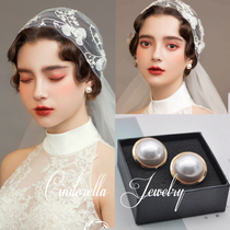 Korean fashion pearl earrings super exaggerated European and American style retro temperament Joker earrings Photography modeling