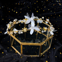 2019 new bridal headwear hair style with suit earrings ultra-fairy handmade Korean wedding hair accessories white hair stirrup accessories