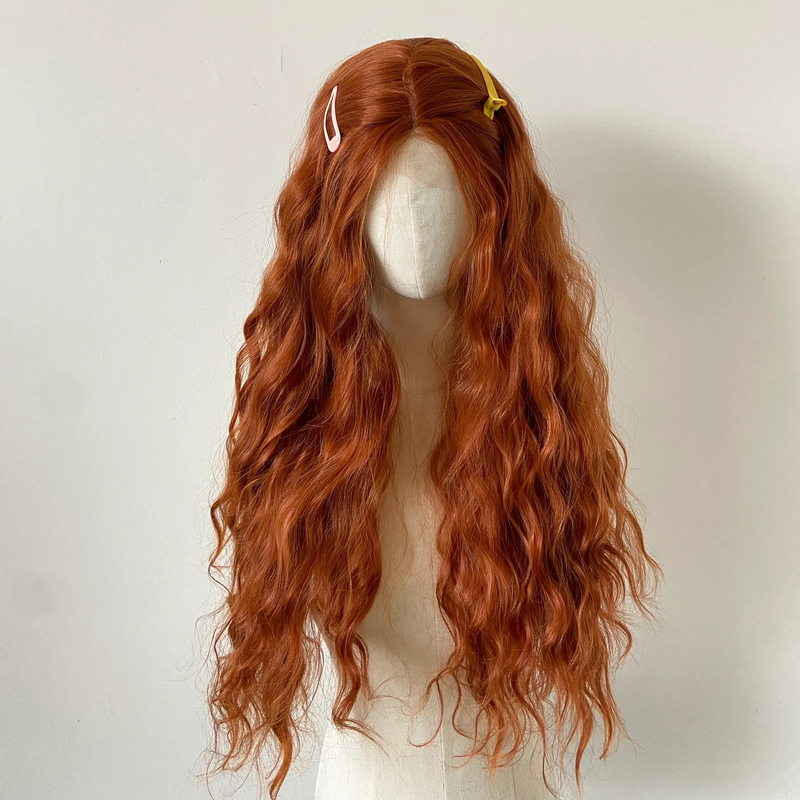 [Curly Hair Elf] Small Lace Vibrant Bright Orange Fluffy Elf-Like Wool Curl Natural Realistic Long Wig