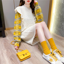 Pregnant woman sweater in long style Fashion spring clothing Loose Fake two short Pregnant Woman Dress for Dress Out of Lactation Skirt