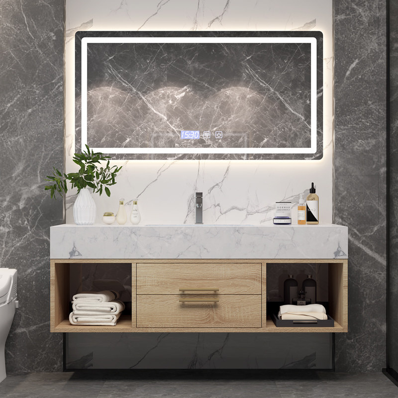 Marble Bath Room Cabinet Combo Bathroom Smart Light Extravaganza Modern Minimalist Washbasin Wash Face Dressing Room Wash table basin