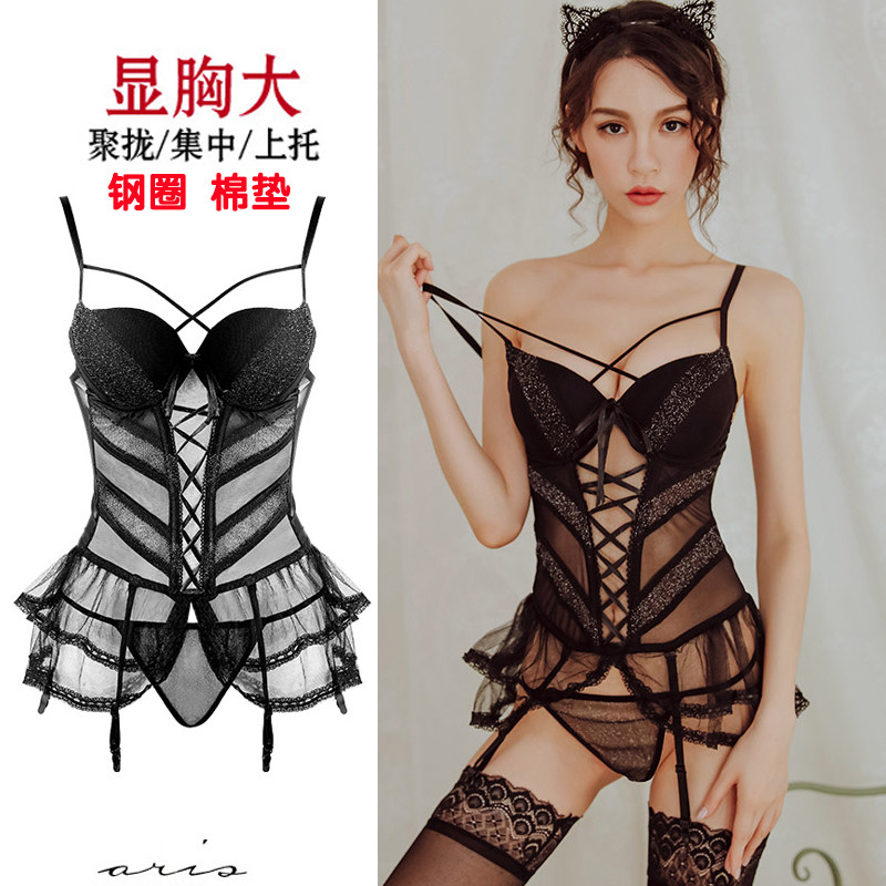 Sexy fun underwear transparent pajamas woman European and American uniform tempts small chest large bed passion suit teasing