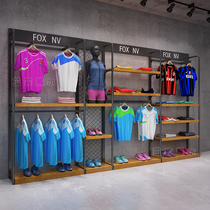 Clothing store floor-to-ceiling display rack Double-layer wrought iron shelf Black with grid sportswear display rack clothes rack