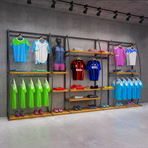 Mens clothing store display rack high-end double-layer wrought iron shelf with board shopping mall shelf floor rack for selling sportswear