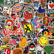 100 European and American tide brand spoof graffiti stickers Luggage password box stickers Computer notebook bicycle waterproof