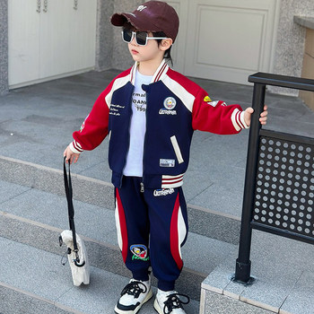 French Clothing Boys' Spring and Autumn Suit 2025 New Stylish Children's Boys' Fashionable Baseball Uniform Two-Piece Set