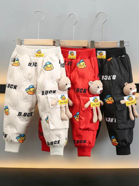 French Children's down Pants for Boys and Girls, 2025 Winter New Thickened White Duck down Baby Outerwear Toddler Cotton Pants