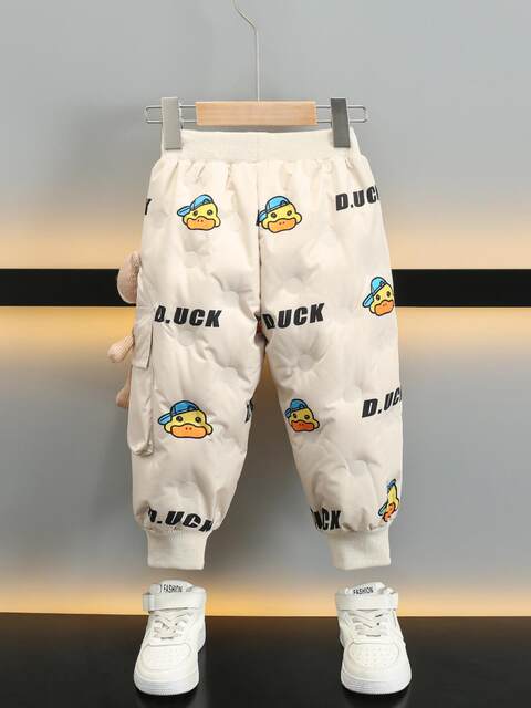 French Children's down Pants for Boys and Girls, 2025 Winter New Thickened White Duck down Baby Outerwear Toddler Cotton Pants