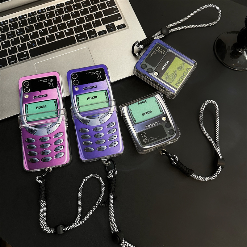 Retro Nokia Compatible Samsung Z Flip 7 Phone Case, Foldable Screen Z Flip 6/5 Protective Cover, Full Coverage Hinge Z Flip 4 Anti-Drop Case, Z Flip 3 Creative and Personalized W25 Flip Flip Cover for Men and Women