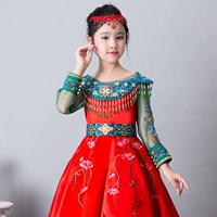 Cô gái ăn mặc 2018 mùa hè mới công chúa váy trẻ em Trung Quốc phong cách retro sàn catwalk guzheng trang phục gió quốc gia shop vay tre em cao cap