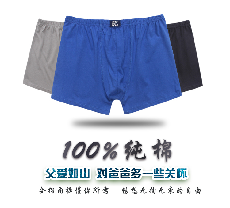 Cũ của người đàn ông đồ lót nam cotton trung niên của cha đồ ​​lót lỏng lẻo tăng cao eo boxer quần chất béo quần kích thước lớn quần short