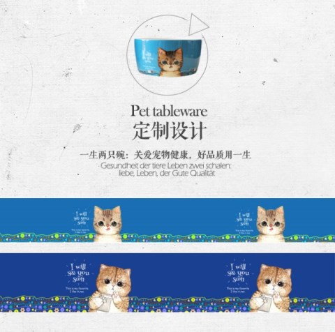 Nhật Bản gốm mèo mèo lưu vực mèo thức ăn bát mèo cần thiết hàng ngày bát gốm chó tùy chỉnh phổ quát 	bát ăn đôi cho chó	