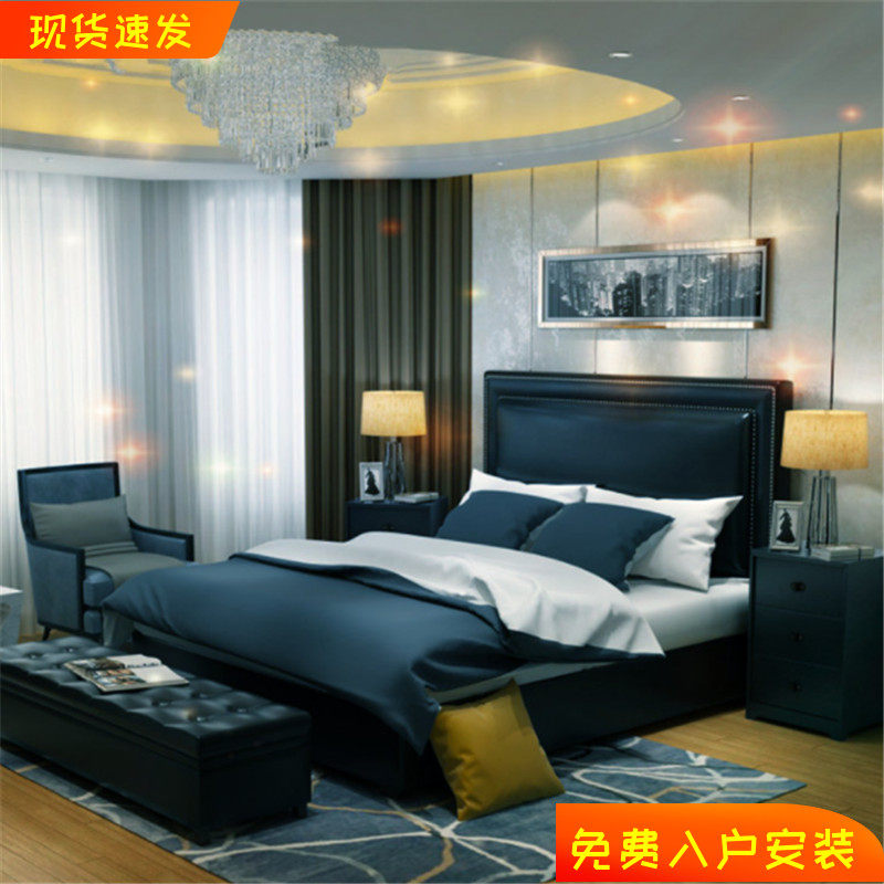 American style fabric bed modern minimalist Nordic double master bedroom small apartment Hong Kong style light luxury net red can be customized super praise