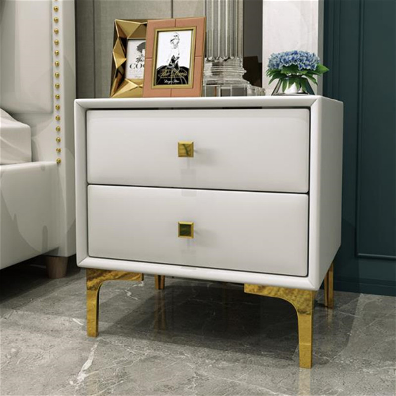 Light luxury bedside table bedroom storage bedside table all solid wood modern minimalist leather art fabric can be customized for free