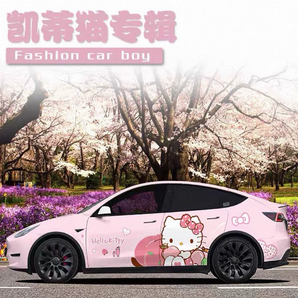 Наклейки на автомобиль Tesla Model Y HELLO KITTY, Hello наклейки KT котёнок, автомобильная мультяшная индивидуальная наклейка
