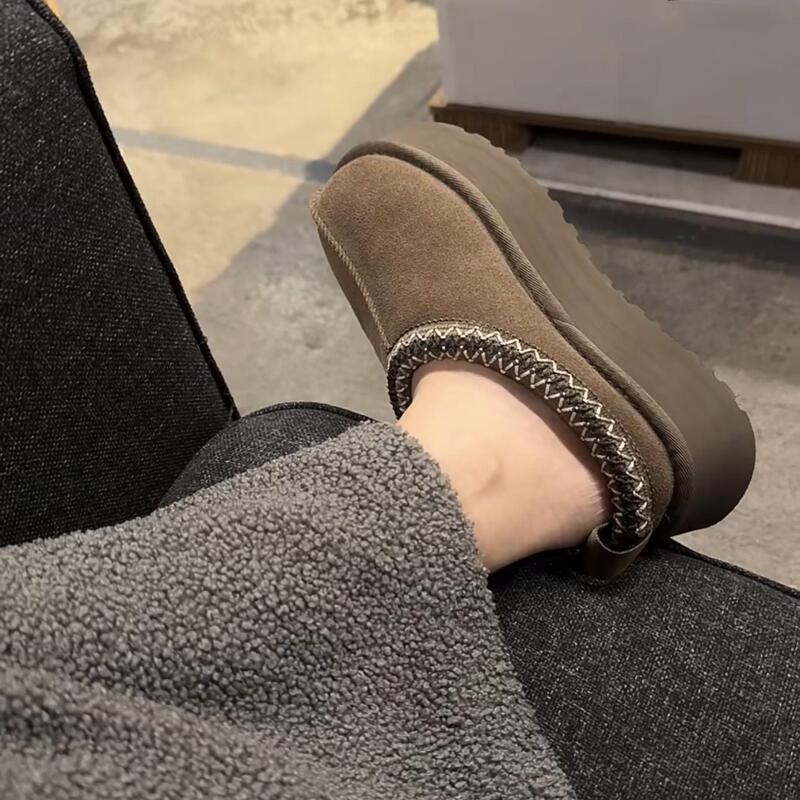 Walnut Wood Makes Your Skin Look Fairer~~ Exquisite and Slimming! Thick-Soled, Height-Increasing, Plush-Lined, Warm, Closed-Toe Cotton Shoes, Snow Boots for Women
