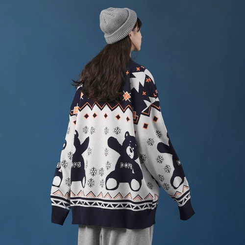 Красный брендовый дизайнерский свитер, ретро трикотажная куртка для влюбленных, 2021 года, с медвежатами, тренд сезона