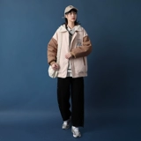 Вельветовый пуховик, японская ретро куртка для отдыха, комплект, бейсбольная зимняя форма, оверсайз, увеличенная толщина