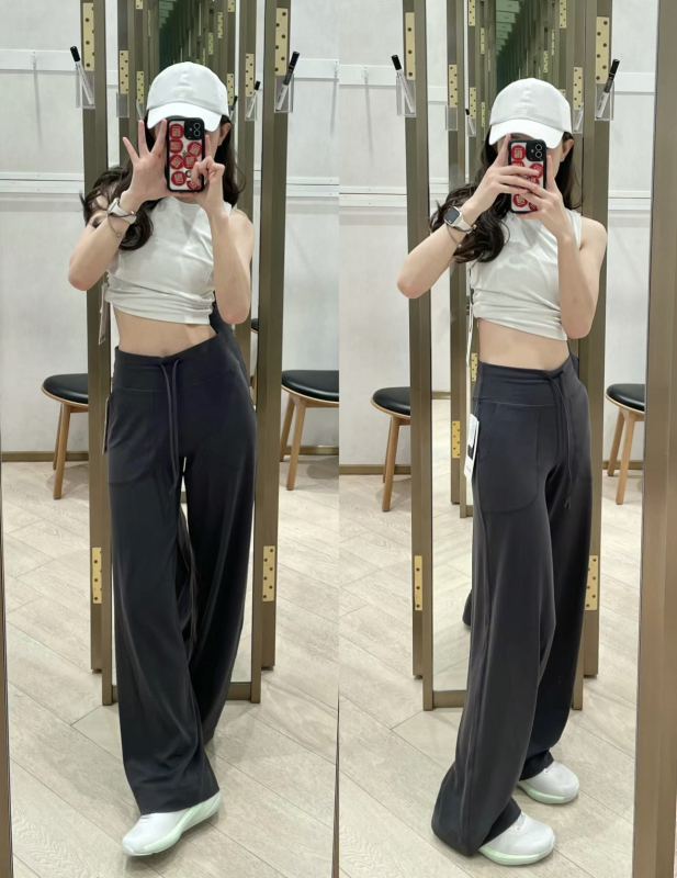 Wopameile. Yoga Casual Sports Pants Straight-Leg Wide-Leg Floor-Length Pants Soft and Comfortable Stretchy 2025 Spring/Summer