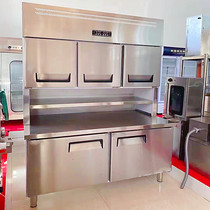 Stainless steel kitchen refrigerated and frozen operation table refrigerator integrated dual temperature mother cabinet vertical fresh-keeping display cabinet commercial