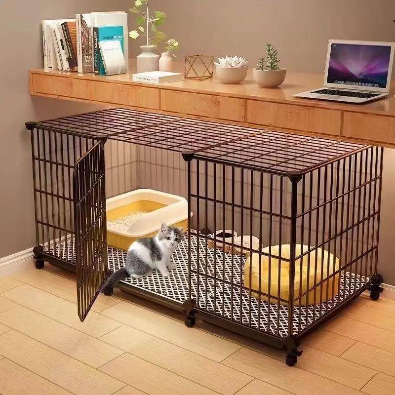 家庭用猫ケージ、特大の屋内スペース、猫用トイレ付き、子猫用2階建て猫小屋ヴィラ。