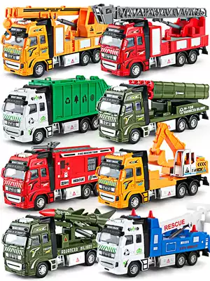 Simulation alloy children's toy excavator engineering vehicle ladder fire truck fuel tank garbage truck military boy toy