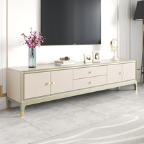 Light luxury TV cabinet high-end modern minimalist living room small apartment home solid wood American TV cabinet coffee table combination