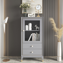 American light luxury wine cabinet high-end glass door solid wood modern living room storage cabinet locker household gray sideboard
