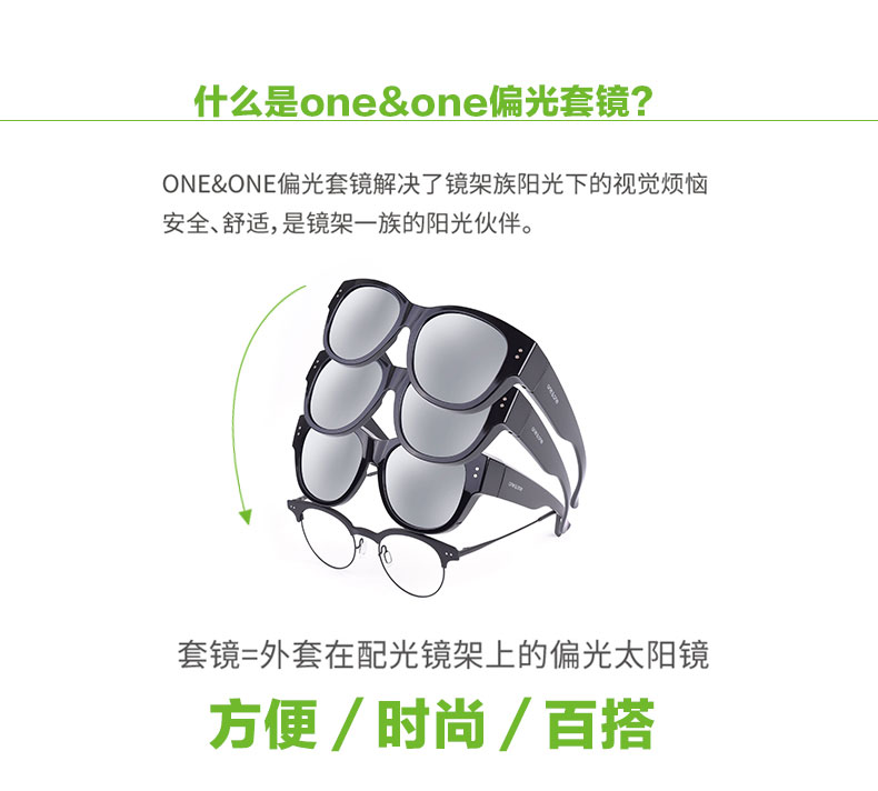 One&One 男女近视偏光太阳镜  直接套在近视架上 图3