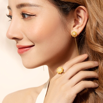 Ingenious life museum Sunflower 18K color gold index finger ring Female silver fashion Tanabata gift Valentines Day gift