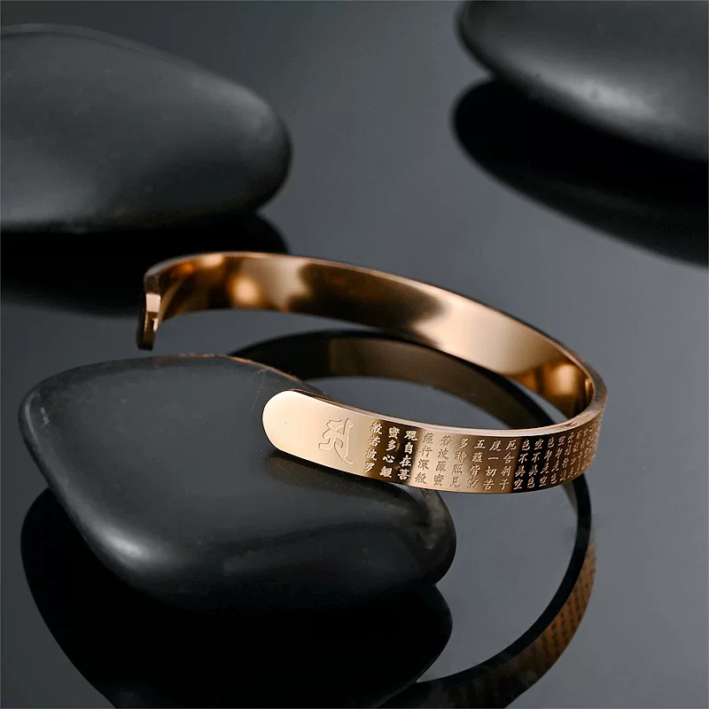 灵机麦玲玲心经钛钢手镯开口大随求陀罗尼心C形活口手镯环