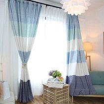 2018 new yarn-dyed horizontal striped Chenille linen curtains modern simple small fresh curtains living room master bedroom