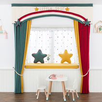 Rainbow stars childrens room card pass curtains Bedroom floating curtains window curtain Boy and girl room customization
