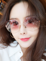 2022 New Parsonway Sunglasses Ladies Glasses Anti-UV Gradient Frameless Fashion Sunglasses Big Round Face