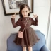 Cô gái mặc váy len mùa thu và mùa đông 3-5 tuổi Cô gái dày công chúa váy 8 khí ngoại cộng với váy nhung đáy
