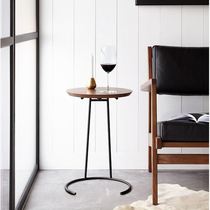  Nordic simple small round table small coffee table creative simple leisure solid wood wrought iron coffee table a few small apartments