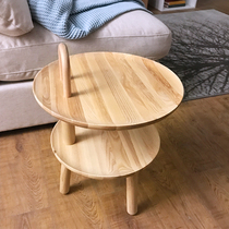  2021 new Nordic simple mini small personality coffee table round solid wood household balcony coffee table wooden side table