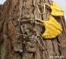 Blue moon home wool flower DIY jewelry accessories 24K gold exquisite copper plated ear hook does not fade