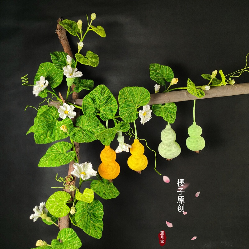 Blue Moon Home Gourd Handmade Yarn Knitting Material Kit DIY Simulation Ornament with Video + Illustrations
