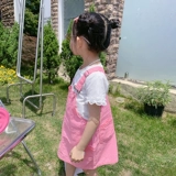 Хлопковая кружевная белая футболка с коротким рукавом для девочек, в корейском стиле, кружевное платье