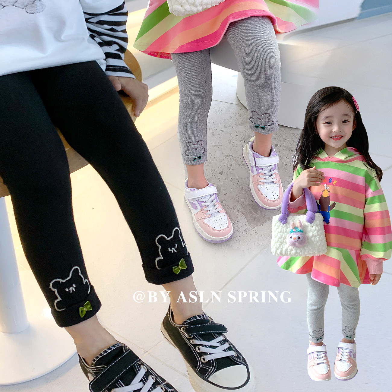 Baby Beats Bottom Pants Little Bear Pattern Thin Spring Autumn Children Dress Foreign Pie Trendy 100 Hitch Casual Girl Spring Dress 2022 New