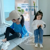 Детский весенний спортивный цветной лонгслив для девочек, семейный стиль, осенний