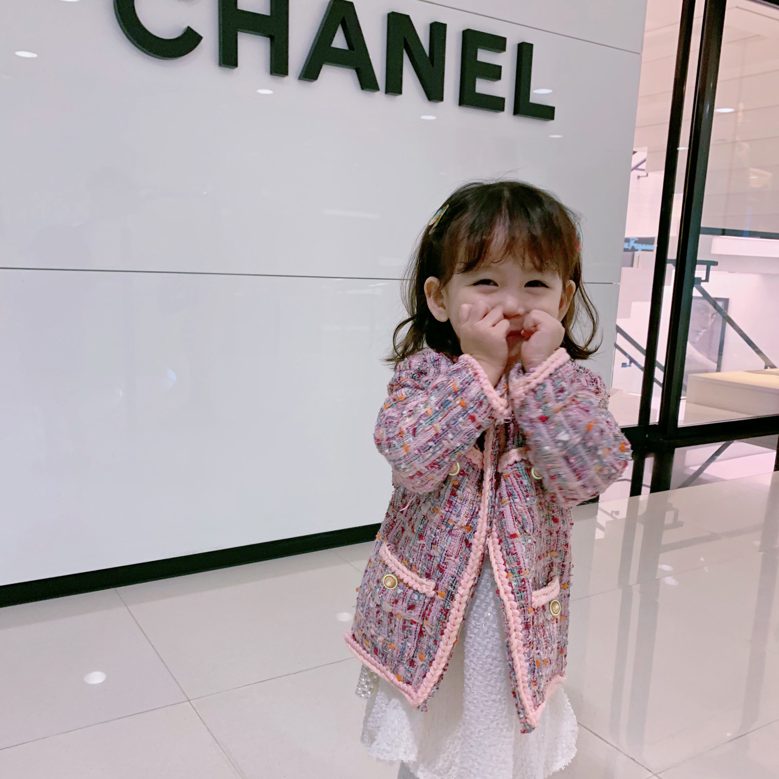 Girl's Thin Coat Spring Dress Children's Foreign Style Knitted Cardigan Net Red Foreign Style Little Fragrant Wind Baby Parent-Child Mother's Wear Autumn
