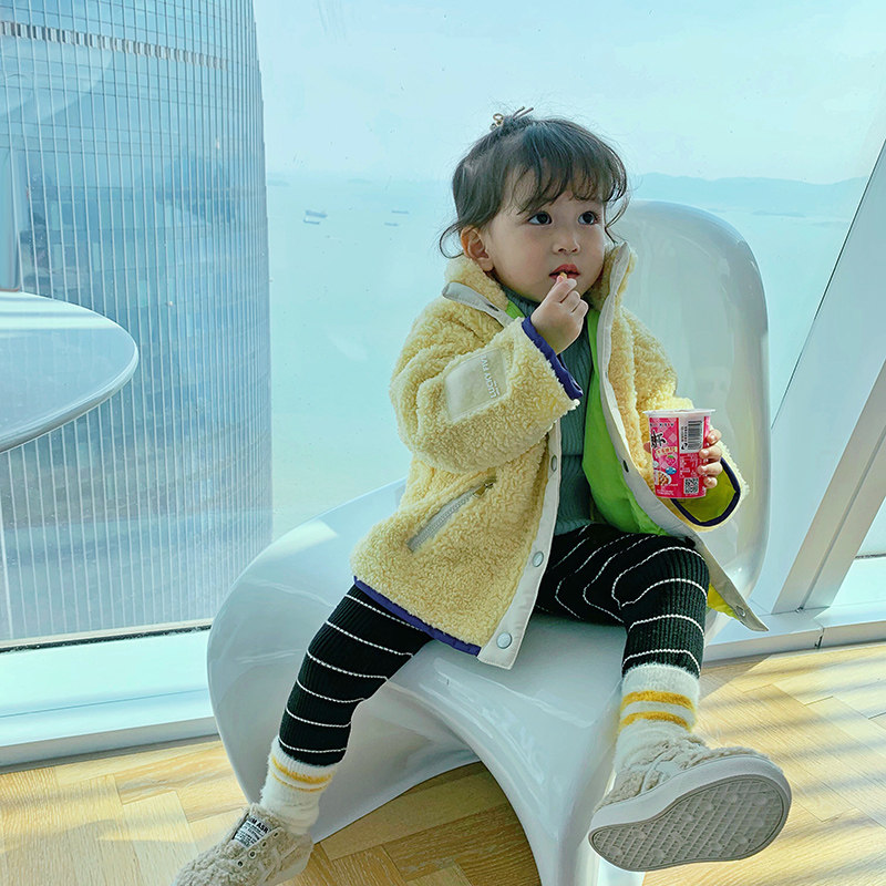 Hong Kong girls coat baby gas winter clothing children plus cool collar sweater parent child Z