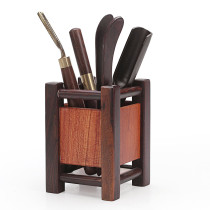 Craftsman tea ceremony Six Junzi Solid wood ebony combination Tea set Kung Fu tea accessories Tea clip Tea spoon zero with household